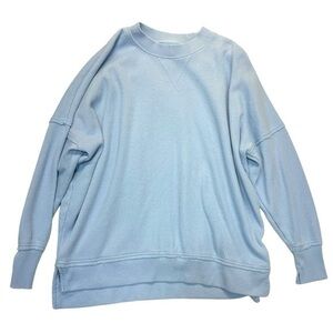 Aerie Sweatshirt Women’s Small oversized baby blue distressed pullover textured
